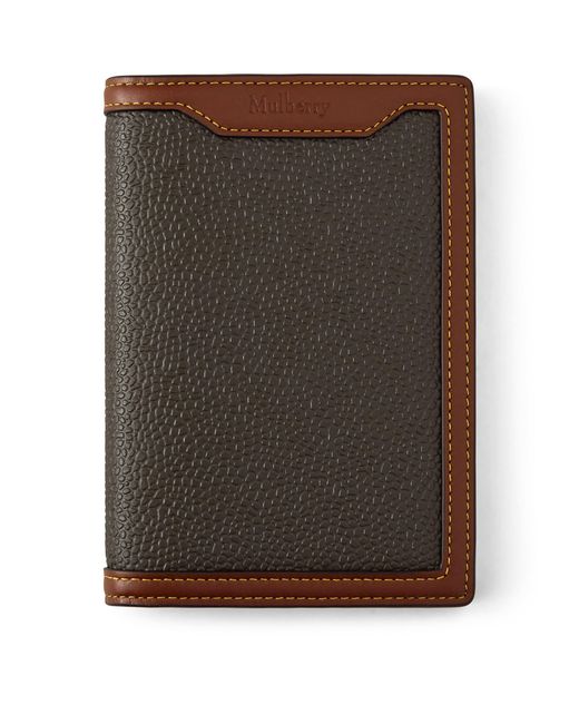 Mulberry Brown Scotch Grain Passport Cover for men