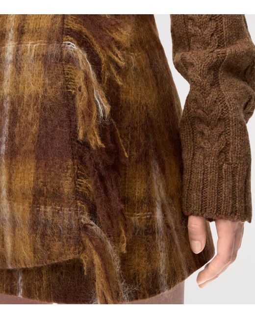 Loewe Brown Mohair-Wool Buckled Mini Skirt