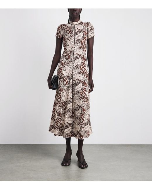 ME+EM Natural Jersey Botanical Print Midi Dress