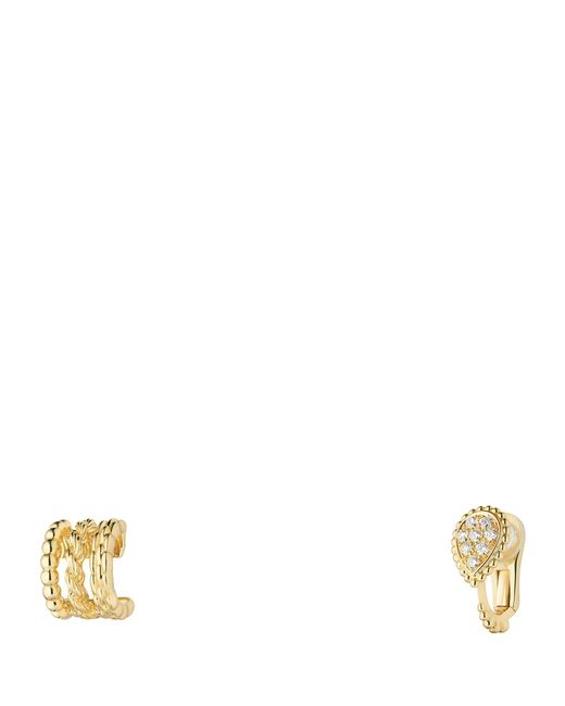 Boucheron Natural And Diamond Serpent Bohème Asymmetric Clip-On Earrings