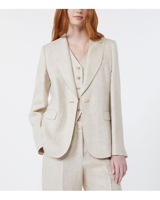 Weekend by Maxmara White Linen Single-Breasted Blazer