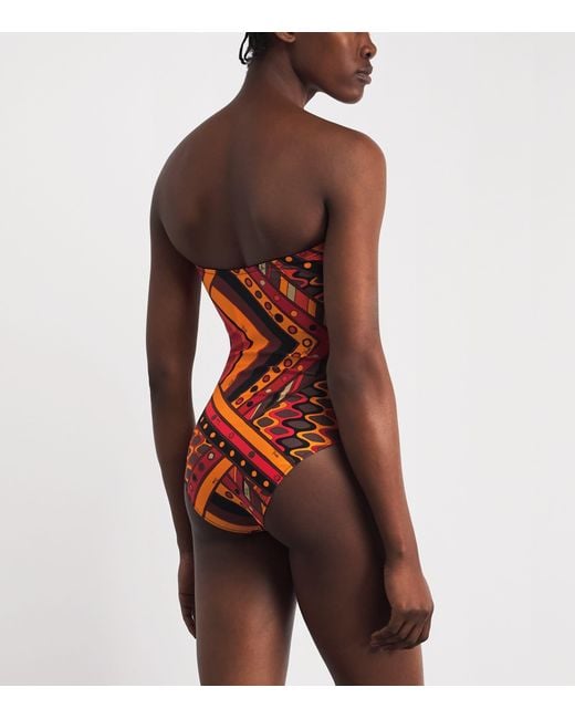 Emilio Pucci Red Vivara Strapless Swimsuit