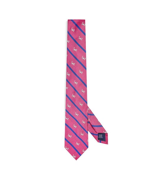 Polo Ralph Lauren Pink Silk Striped Crab Tie for men
