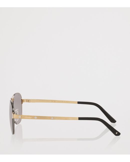 Cartier Gray Rectangular Aviator Sunglasses for men