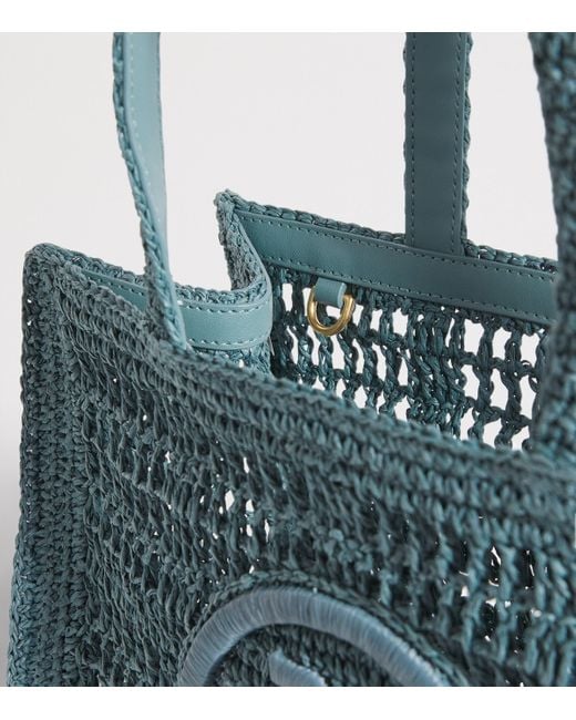 Tory Burch Blue Small Crochet Ella Tote Bag