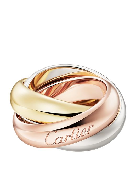 Cartier Pink Extra Large Yellow, White And Rose Gold Trinity Ring