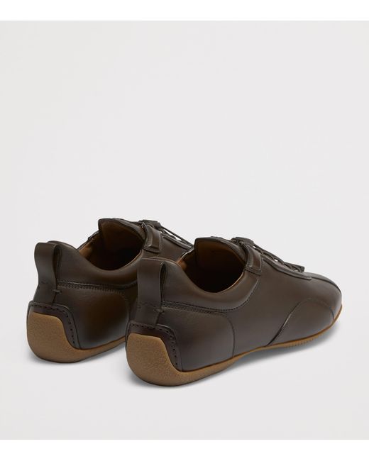 Dunhill Brown Leather Davies Automotive Sneakers for men
