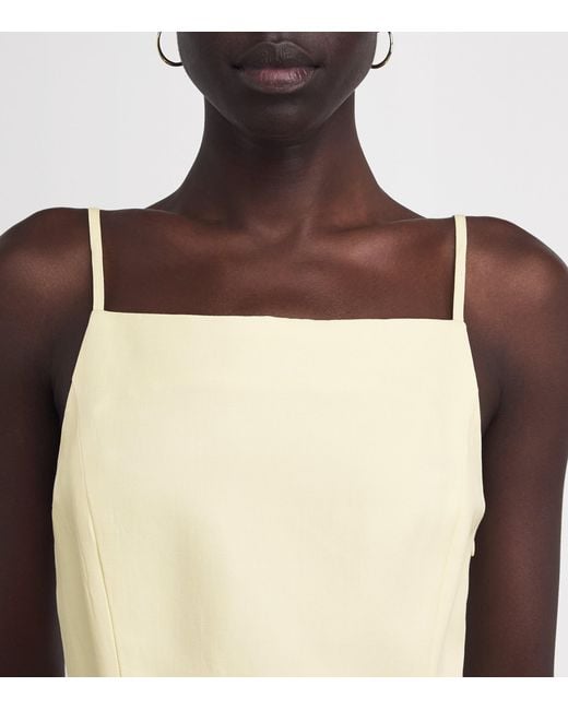 Maje Natural Satin Embellished Mini Dress