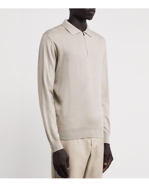 FIORONI CASHMERE White Cotton-Cashmere Polo Sweater for men