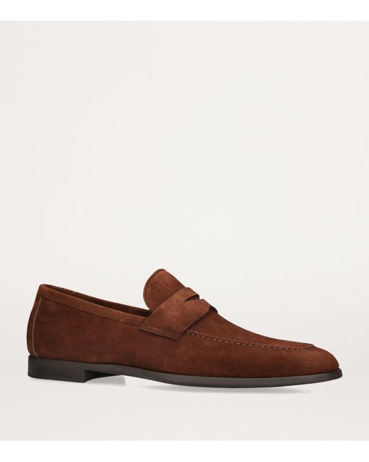 Magnanni Shoes Brown Suede Aston Loafers for men