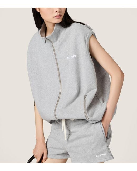 Miu Miu Gray Cotton Fleece Gilet