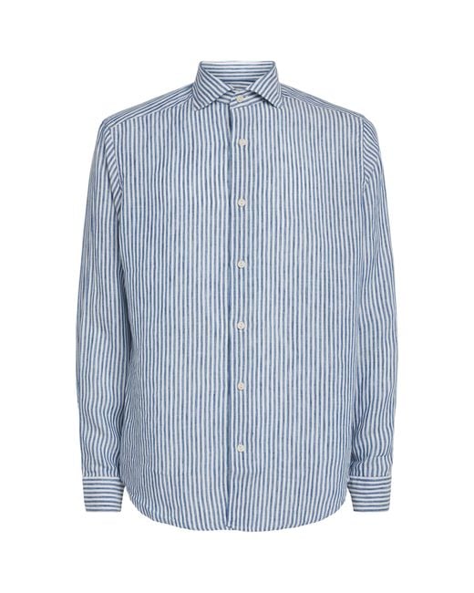 Eton of Sweden Blue Linen Stripe Shirt for men