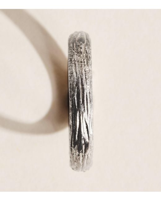 Bleue Burnham Natural Sterling Oak Band Ring for men