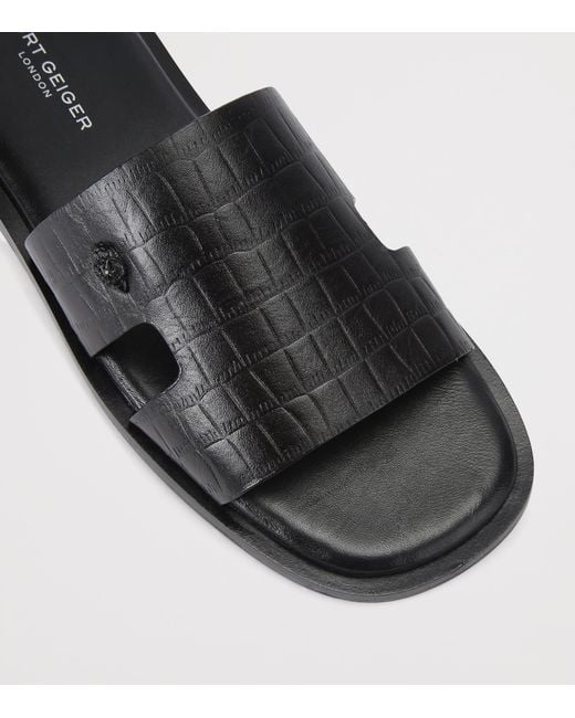 Kurt Geiger Black Leather Bond Slides for men