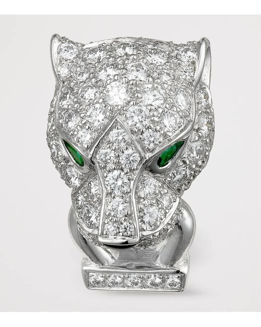 Cartier Gray Diamond, Emerald And Onyx Panthère De Earrings