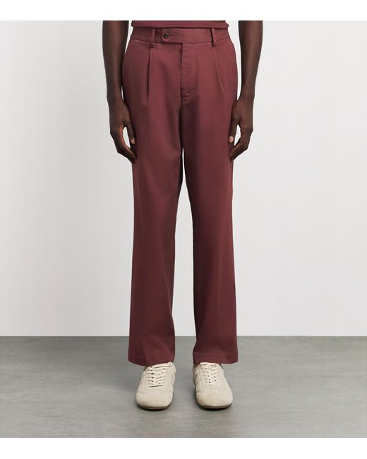Colombo Red Pleated Straight Chinos for men