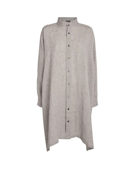 Eskandar Gray Linen Longline Shirt