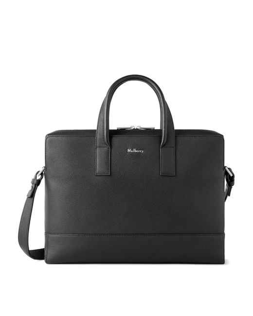 Mulberry Black Small Leather Farringdon Briefcase for men