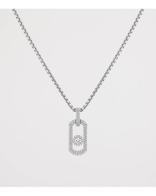 Messika Metallic So Move Titanium And Diamond Pavé Pendant Necklace