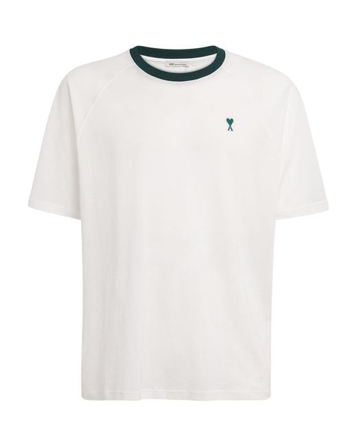 AMI White Cotton Ami De Coeur T-Shirt for men
