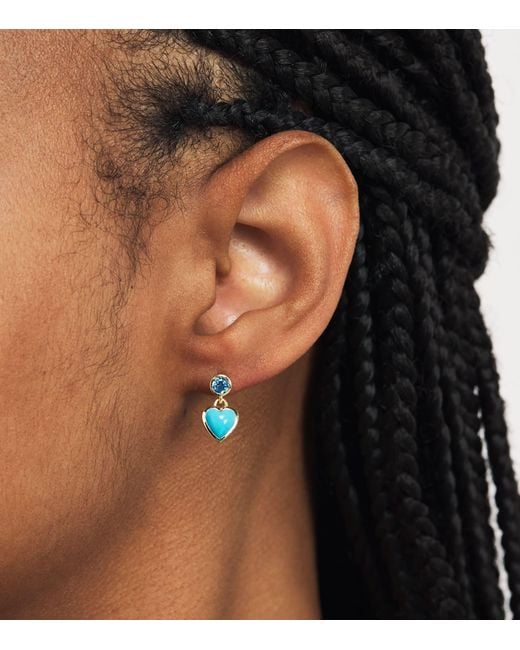 Emily P. Wheeler Blue And Topaz Heart Earrings