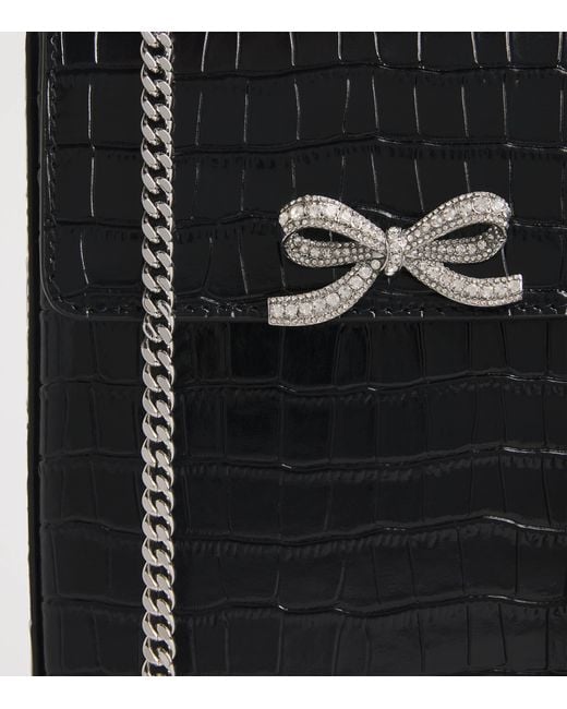 Self-Portrait Black Mini Croc-Embossed Leather Top-Handle Bag