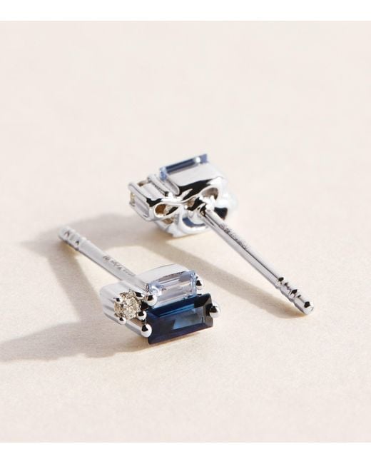 Suzanne Kalan Blue Diamond And Sapphire Bold Stud Earrings