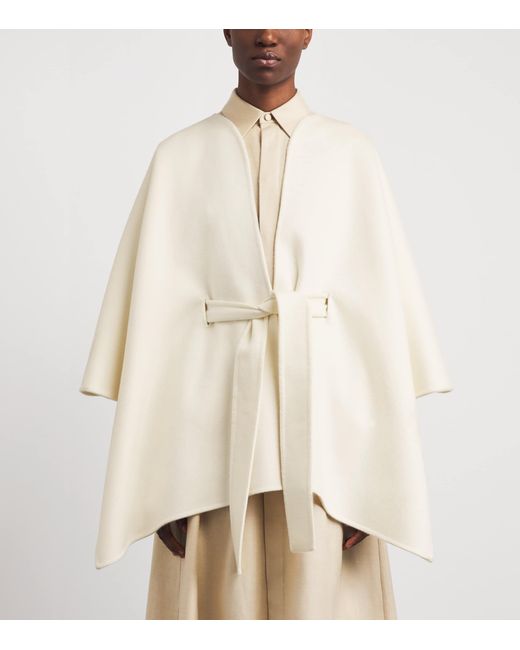 Colombo White Cashmere Belted Cape