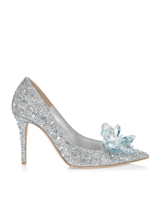 Jimmy Choo White Alia 85 Embellished Pumps