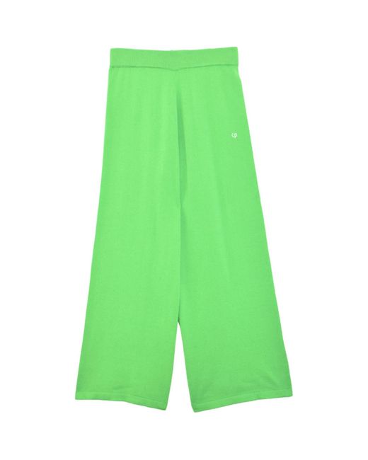 Chinti & Parker Green Cotton Wide-leg Sweatpants
