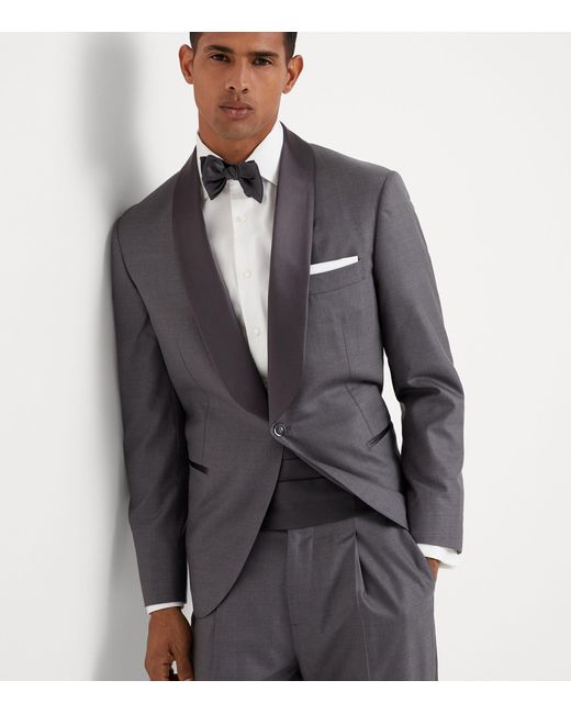 Brunello Cucinelli Gray Wool-silk Shawl-collar Tuxedo for men