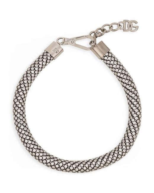 Dolce & Gabbana Metallic Embellished Dg Millennials Logo Necklace