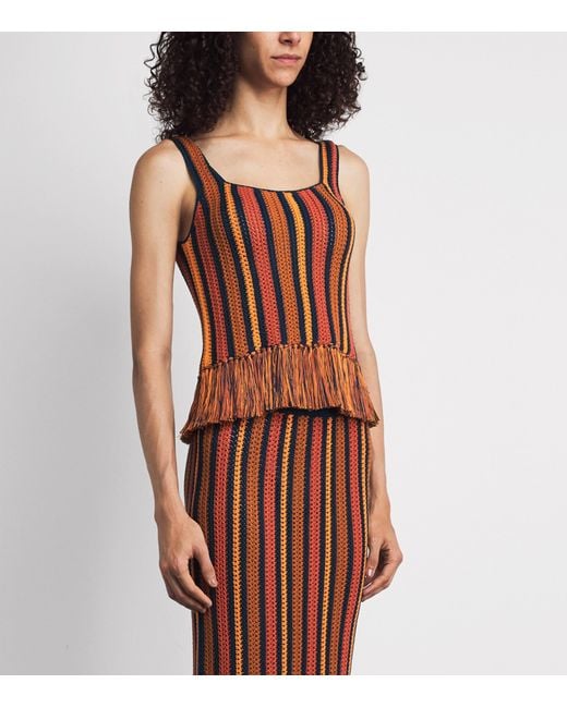 Escvdo Brown Fringe Misti Top