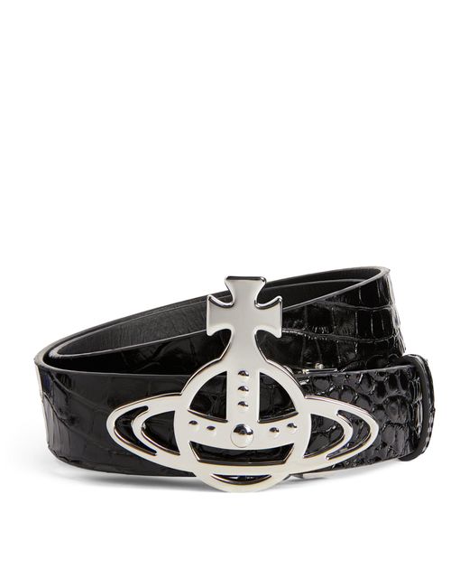 Vivienne Westwood Leather Crocembossed Orb Belt in Black for Men Lyst