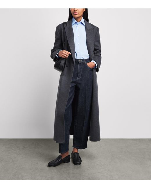 With Nothing Underneath Blue Exaggerated Cuff The Boyfriend Shirt