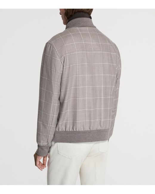 Dunhill Gray Cashmere Check Print Athluxury Jacket for men