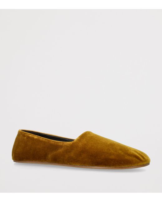 The Row Brown Ponti Velvet Slippers