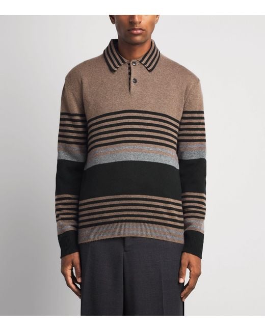 Paul Smith Brown Cashmere Stripe Polo Sweater for men