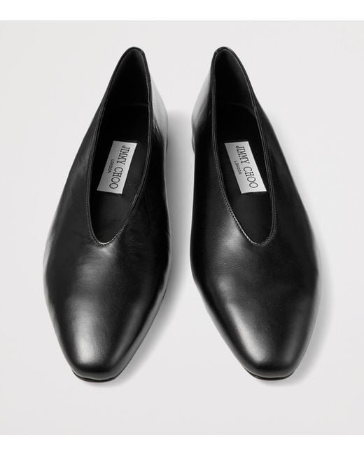 Jimmy Choo Black Margo Leather Ballet Flats