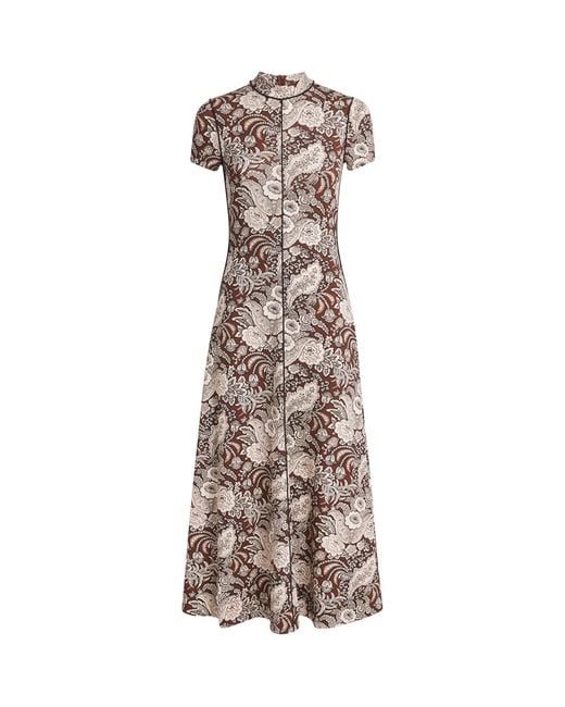 ME+EM Natural Jersey Botanical Print Midi Dress