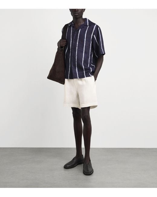 Commas White Linen Drawstring Shorts for men