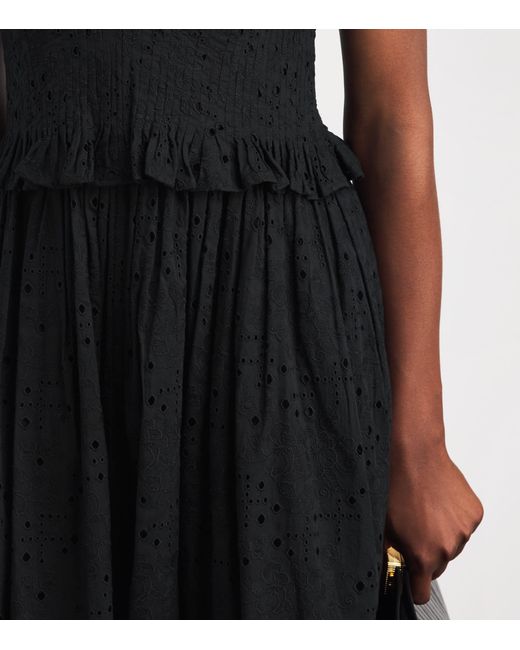 Tory Burch Black Broderie Anglaise Midi Dress