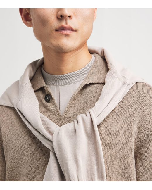 Eleventy Brown Cotton-Silk Cardigan for men