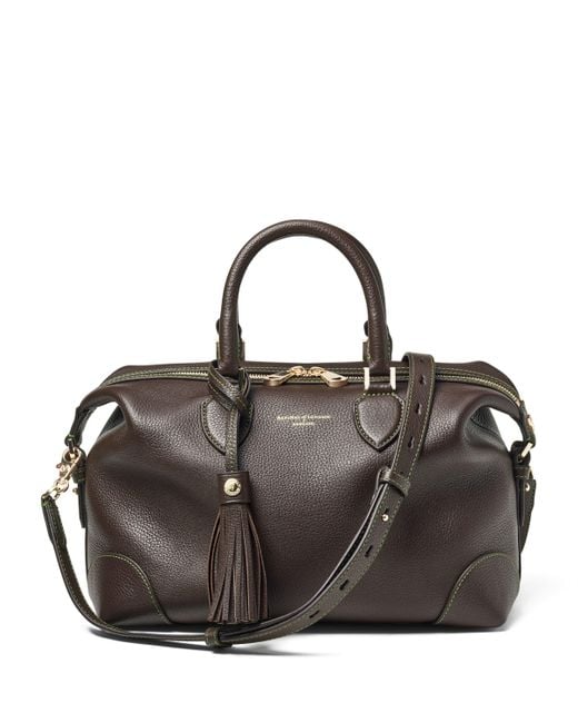Aspinal Black Leather Midi The Hudson Bowling Bag