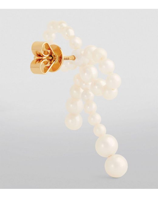 Sophie Bille Brahe White Yellow Gold And Pearl Rosette De Perles Earrings