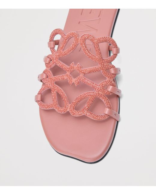 Loewe Pink Leather Petal Anagram Slides