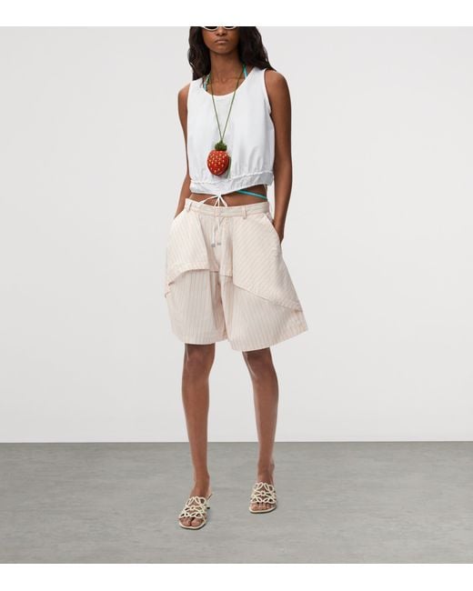 Loewe White X Paula's Ibiza Cotton-Blend Sleeveless Crop Top