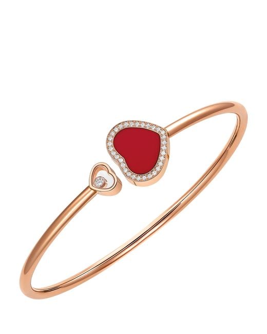 Chopard Metallic Diamond And Stone Happy Hearts Bangle