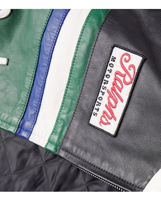 Polo Ralph Lauren Green Leather Café Racer Jacket for men