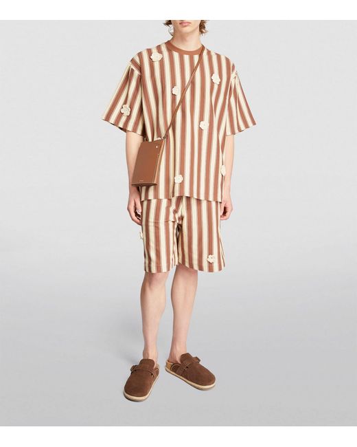 Song For The Mute Pink Cotton Striped Oversized T-shirt for men